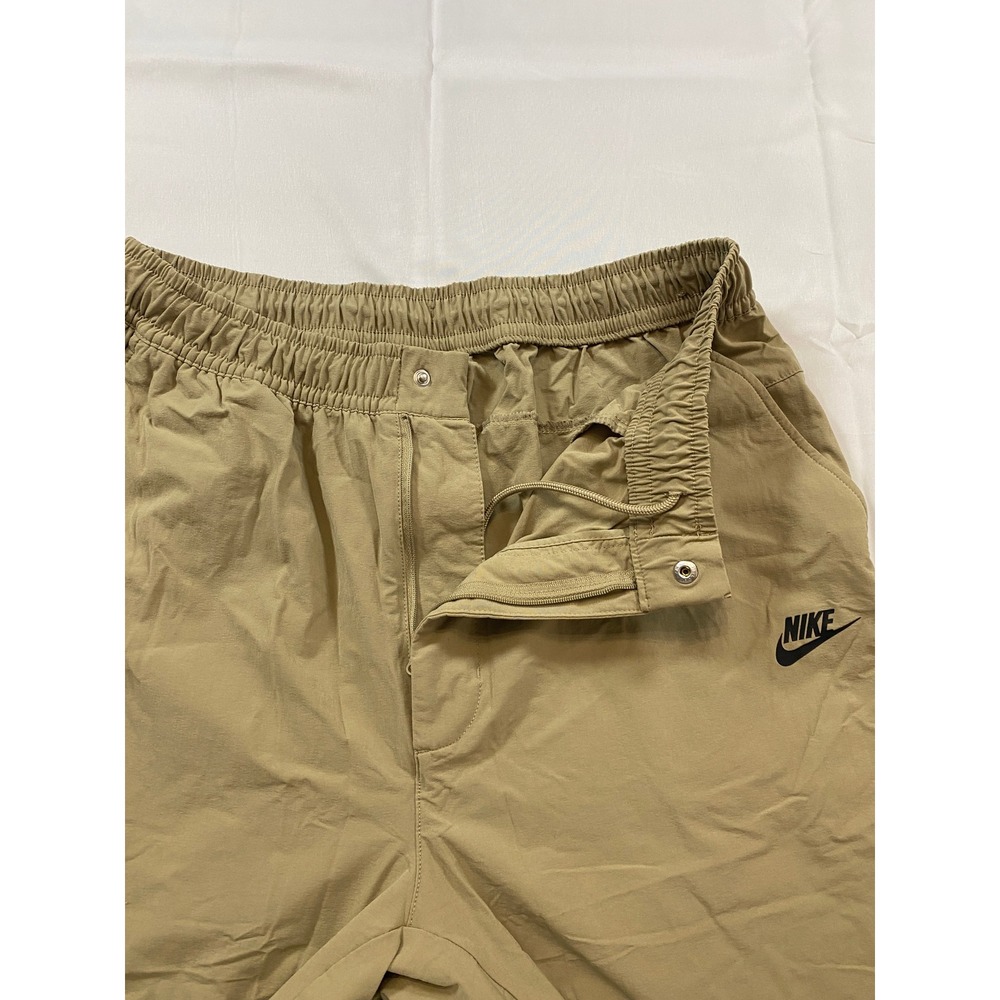Nike Mens XL Woven Sportswear Pants Tan Khaki Elastic Waist Zip Pocket Futura - Picture 6 of 13